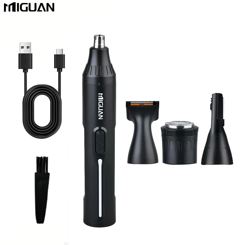 4-in-1 Professional Grooming Kit, USB Rechargeable Nose & Ear Hair Trimmer, Beard and Eyebrow Razor, Men'S Personal Care Tools