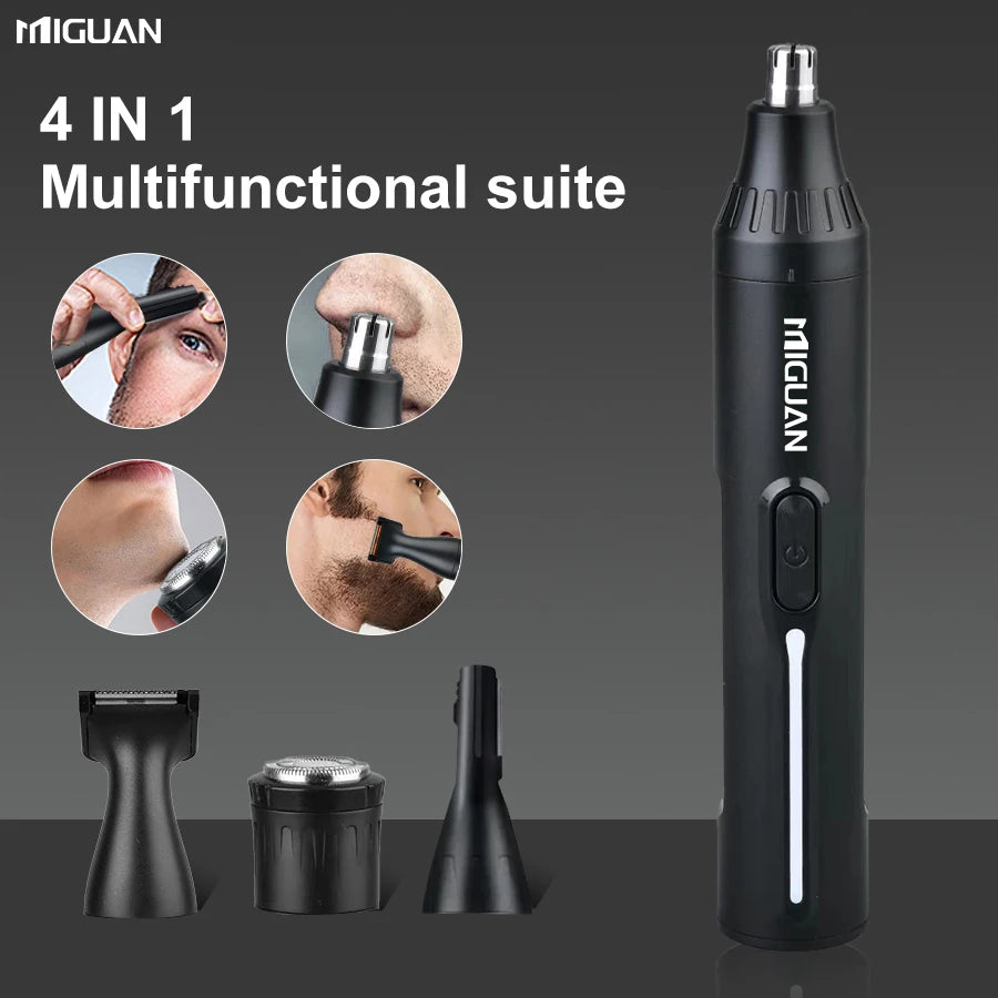 4-in-1 Professional Grooming Kit, USB Rechargeable Nose & Ear Hair Trimmer, Beard and Eyebrow Razor, Men'S Personal Care Tools